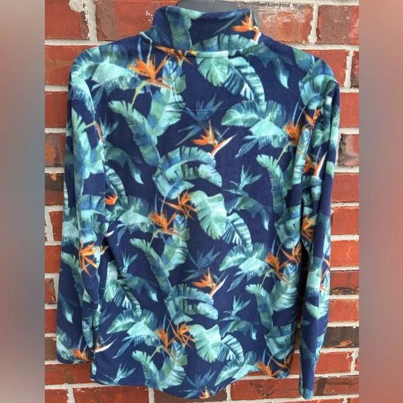 NWT Tommy Bahama Cloud Peak Frounds Bering Blue Half Zip Tropical L Pullover A-4